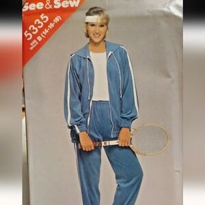 80's Womens Track Suit sewing pattern See & Sew 5335 by Butterick 